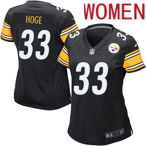 Women Pittsburgh Steelers #33 Merril Hoge Nike Black Game Player NFL Jersey->women nfl jersey->Women Jersey